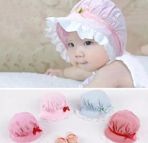 Mignon bébé casquettes belle dentelle nœud papillon été fille chapeau enfants bébé rayé chapeau de soleil casquette pour enfant enfants G822 ZZ