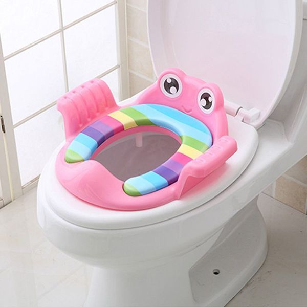 Cute Baby Cartoon Asiento de inodoro portátil Antideslizante Cojín ajustable Orinal Anillo Masculino y femenino Niños Inodoros portátiles auxiliares LJ201110