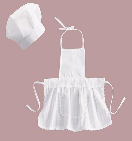 Lindo chef de bebé delantero para niños trajes de algodón Chef mezclado Cocina blanca Cocinero Pos Pogografía Prop Lombinatoria Hat del Hat Born.