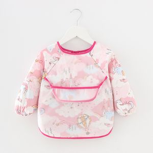 Schattige baby katoen slabbetjes waterdichte lange mouwen schort kinderen voeding Smock bib bocht kleding zachte peuter kleding