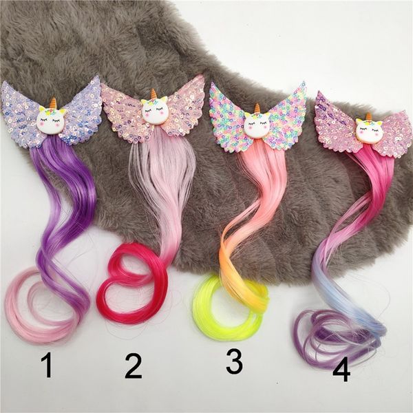 Mignon bébé fille épingle à cheveux enfant torsion pince à cheveux Barrette licorne dessin animé pince à cheveux accessoires enfants perruque corde cheveux coiffure 0209