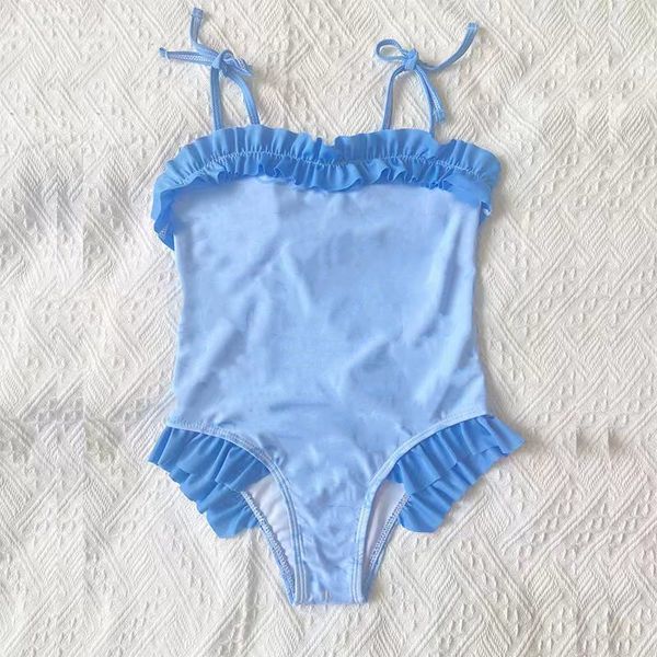 Bikinis de maillot de bain mignon bébé mignon jeu de mode textile imprimement petite fille maillot de bain d'été combinaison rose bleu 2 couleurs