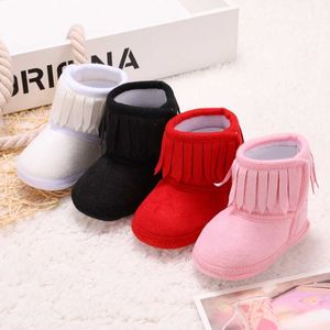 Schattige baby meisje winter snowlaarzen peuter kwasten zachte zool witte wieg schoenen 0-18M G1023