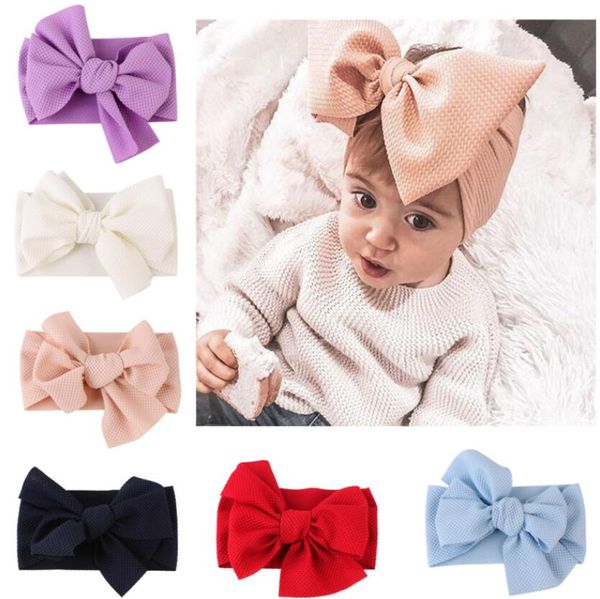 Mignon bébé filles gros nœud bandeau bandeau solide coton extensible Turban gros noeud tête enveloppement chapeaux filles nœud papillon bandeau 0-6 ans