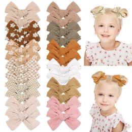 Pinces à cheveux avec nœud papillon pour petites filles, Barrettes en coton faites à la main, couvre-chef, accessoires pour enfants, ZZ