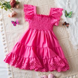 Mignon bébé fille robe d'été Nouvelle vêtements de filles à manches volontaires princesse princesse creux de mode de mode de mode pour enfants robes l2405