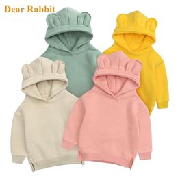 Jolies baby filles Sweats à capuche enfants Boys Boys Automne Pull Sweece avec Bear Ear Spring Vêtements Solide Infant Vêtements pour enfants 211029