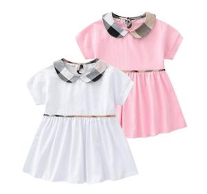 Mignon bébé filles robes à carreaux été enfants robe à manches courtes coton enfants col rabattu jupes fille robe 16 ans 3441096