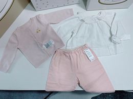 Conjuntos bonitos para niñas pequeñas, cárdigan con estampado de cerezas para niños pequeños, camisas con pantalones, 3 uds./conjuntos, trajes para niñas pequeñas 9M-5Y