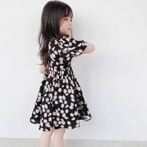 Mignon bébé filles été Daisy fleurs imprimer robes en mousseline de soie douce coton tout-petits à manches courtes robe de princesse Q0716