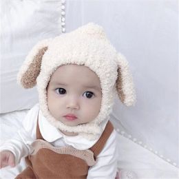 Schattige Baby Pluche Hoed Herfst Winter Konijnenoren Baby Beanie Cap Koreaanse Cartoon Bunny Kids Jongen Meisje Warm Oorklep hoeden Motorkap GC2380