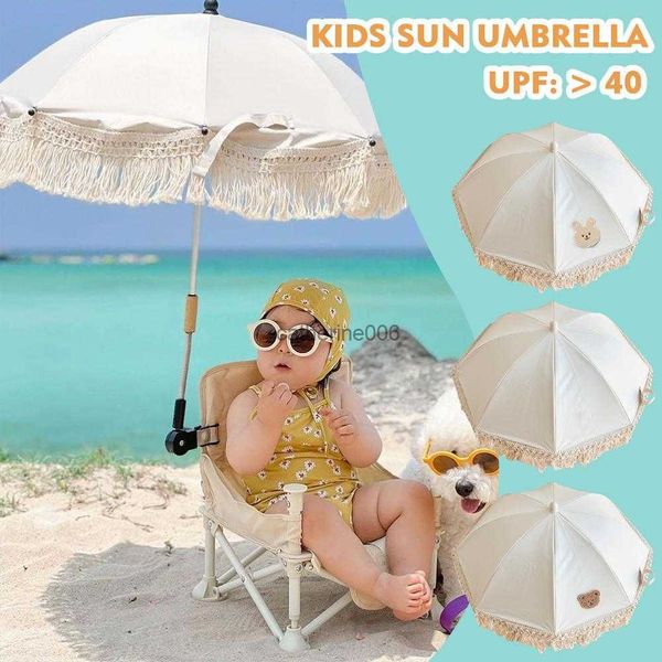 Cochecito de bebé lindo Paraguas Sombrilla Niños bohemios Sombrilla al aire libre Playa Protección UV Paraguas Niños Accesorios de fotografía L230625