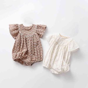 Mignon bébé vêtements d'été mode infantile enfant en bas âge nouveau-né filles dentelle vêtements broderie florale à manches courtes barboteuses combinaisons G220517