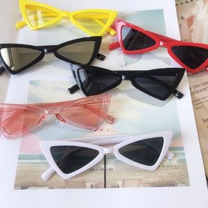 Lunettes de soleil triangulaires pour bébé, 12 couleurs, UV400, œil de chat, monture en plastique, Whole225S