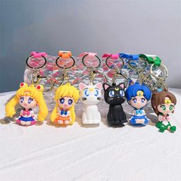Lindo bolso colgante de coche figura de muñeca de Anime llavero de goma suave Tsukino Usagi Sailor Moon