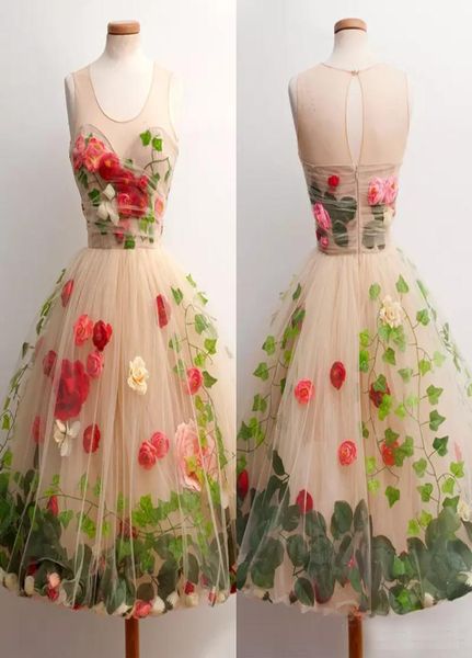 Robe de cocktail de fleur de rose mignonne Robe 2018 Robe de graduation de la longueur du genou couture pour les adolescents vestido de formatura homecomin1563799