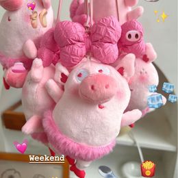 Rétroviseur de voiture cochon de Ballet mignon, pendentif décoratif, poupée en peluche amusante, décoration pour nouveau cadeau de voiture pour filles