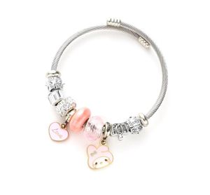 Perles mignonnes Melody Kuro mi Designs Bracelet à breloques en acier inoxydable Heureux amour coeur Bracelets à breloques fille cadeau Kawaii