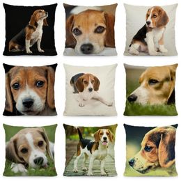 Schattige beagle kussenomslag 45x45cm kussensloop hondenpatroon decoratieve kussens sofa autos stoel decor dwg048 kussen/decoratief