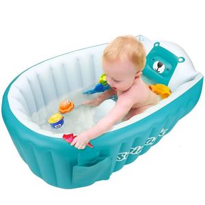 Ours mignon anti-glissez bébé gonflable épaississant PVC pvc plitable baignoire baignoire petite piscine de natation bassin de douche 240423