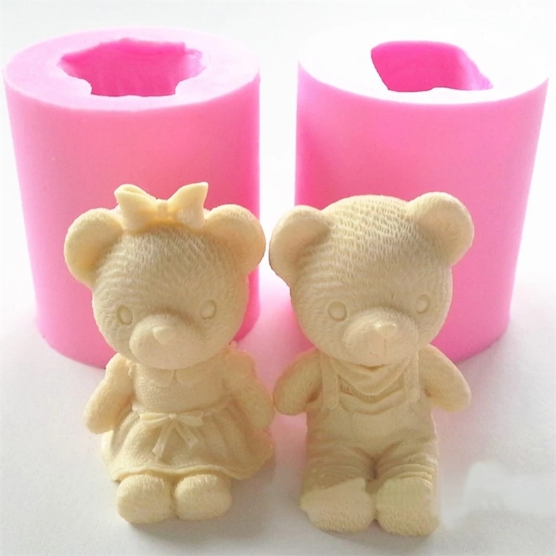 Cute Bear Boy Girl Silicone Candle Mold Diy Handmade Soap Gipshars Crafts Making Mold Home Decoration Ornamenten 220629