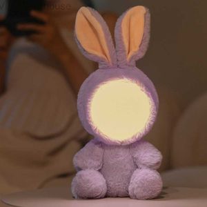 Schattige beren bunny gevulde led nachtlamp pluche poppen speelgoed slaap nachtlicht oplaadbaar bed kamer decor kinderen kerstcadeaus hkd230812