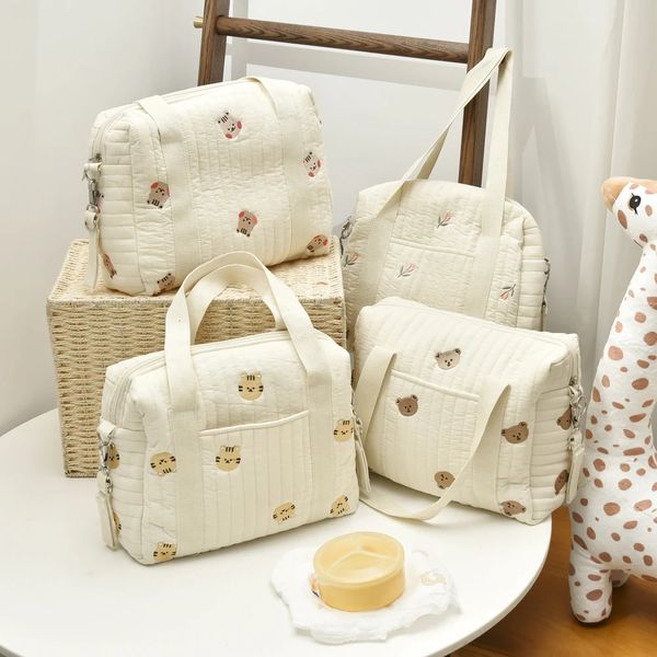 Mignon Ours Sac À Couches Maternité Packs Bébé Articles Organisateur Nappy Poussette Maman Voiture Caddy Couches Sacs À Main Mère Enfants Sac 240131