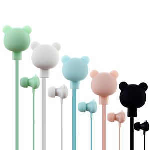 Schattige beer oortelefoon kleurrijke cartoon studio in-ear handsfree met MIC-knop afstandsbediening 3,5 mm headsets voor iPhone Samsung Huawei Xiaomi