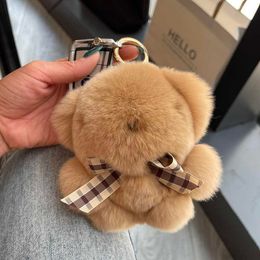 Mignon ours porte-clés Rex lapin fourrure voiture sac à main porte-clés pendentif amoureux cadeau