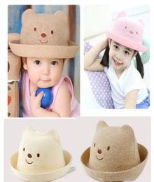 Mignon ours kids d'été chapeaux panama colorés filles luffy paille chapeau antisunshine paille chapeau extérieur plage belle ronde bébé chapeau de soleil t9128758