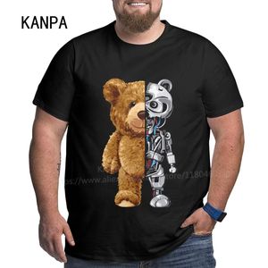 Lindos Bear Men Tamisas de gran tamaño Tamas grandes Tesas Algodón Alto Manga de manga corta O Cuella de verano