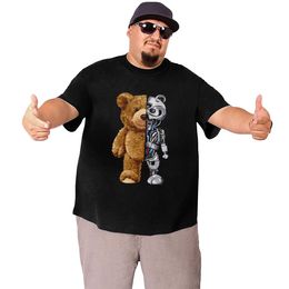 Lindo oso hombres de gran tamaño camisetas algodón alto hombre ropa de manga corta o cuello más tamaño camisa de verano entrenamiento tops
