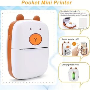 Mini imprimante d'images d'autocollants Cute Bear : l'imprimante portable parfaite pour les étudiants en déplacement.