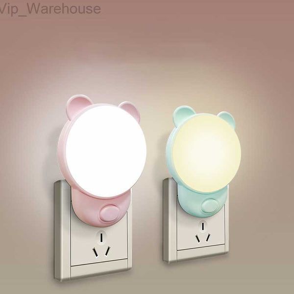 Mignon d'ours ours de nuit Plug dans le mur EU 220V DIMMable LED Night Light Light Wall Lampe pour les enfants Chambre pour enfants Night Wight HKD230812