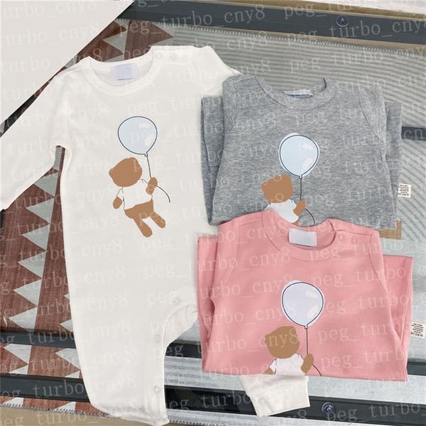 Mignon Ours Motif Enfants Combinaisons Vêtements Bébé Garçons et Filles Barboteuses Designer Lettres Toddler Romper Onesies Long Sleeve235h