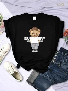 Camiseta con estampado de oso bonito para mujer, camisetas gráficas de manga corta de verano, ropa para parejas, camisetas para hombre