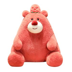 Schattige beer met oranje pop gevuld knuffel Aardbeiberen Slaapkussen voor kinderen Verjaardagscadeau Speelgoed Knuffels