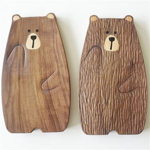 Planche à pain en bois ours mignon, plateau en forme de bloc, décor de Table à découper en noyer noir, accessoires de cuisine, dessous de verre 220627