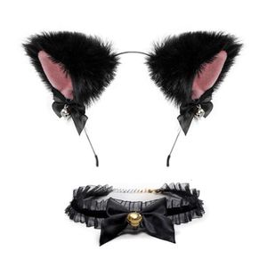 Leuke Mooie Vrouwen Meisjes Kat Oor Hoofdband Ketting Anime Party Cosplay Kostuum Bell Pluche Hoofddeksels Hoofdband Haar Accessoirescosplay