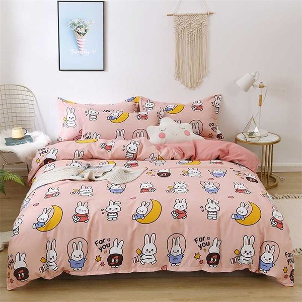 Lindo juego de cama de lujo moderno fruta dibujos animados tamaño Queen hojas adultos niños edredón funda edredón Kawaii niños niña 211007