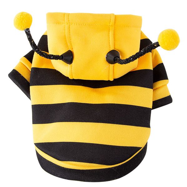 Linda ropa de abeja pequeña perro de peluche para sudadera con capucha de dos piernas -leboqipaishi 01