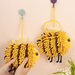 Mignon abeille forme essuie-mains avec des ailes suspendues rayé couleur bloquant doux Chenille essuyer en peluche enfants mouchoirs serviettes éponge