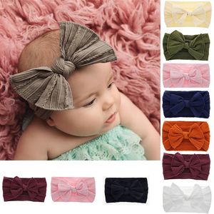 Cute Big Bow Hairband Baby Girls Toddler Kids Diademas elásticas Turbante anudado Envolturas para la cabeza Bow-knot Accesorios para el cabello Orejas de conejo bandas para el cabello