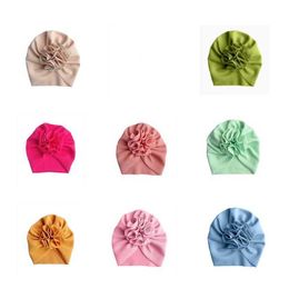 Leuke grote boog haarband hoeden baby kinderen peuter elastische caps zonnebloem tulband hoofd wraps boog-knoop haaraccessoires