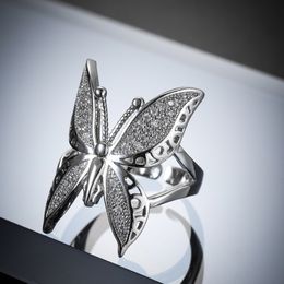 Schattige grote vlinder open ring dames insecten vlinder zirkoon vingerringen voor cadeau feest mode sieraden
