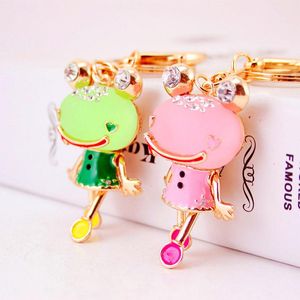 Mignon Big Eye Grenouille Animal Strass Émail Alliage Pendentif Homard Fermoir De Voiture Porte-clés Porte-clés Anneau Artisanat 3pcs / Lot Métal Sac Charme