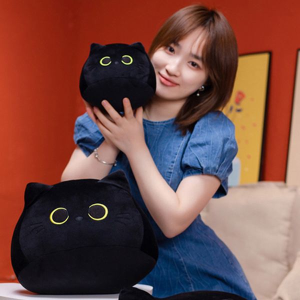 Lindo gato negro de peluche de juguete 30cm suave gato relleno Animal almohada de felpa bebé sofá cojín decoración del hogar regalos para niños