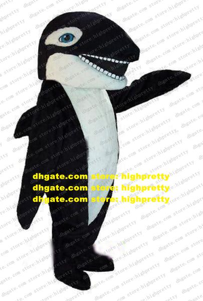 Cute negro de tiburón negro mascota de mascota mascotte selachimorpha cetacean adulto con vientre gordito blanco mucho dientes n. ° 704 barco gratis