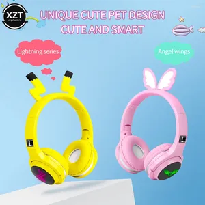 Lindos auriculares Bluetooth 5,0 7 colores auriculares con luz LED inalámbricos para niños regalo tarjeta SD 3,5mm Cable de Audio auriculares