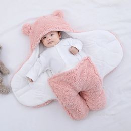 Mignon né bébé garçons filles couvertures en peluche lange d'emmaillotage ultra-doux moelleux polaire sac de couchage coton doux ensemble de literie 240106